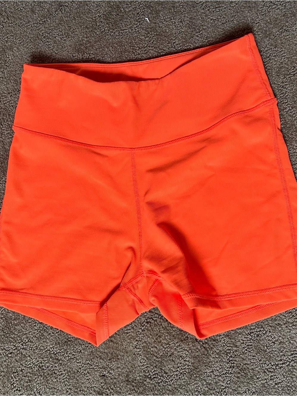 Women's Orange High-Rise Bike Shorts